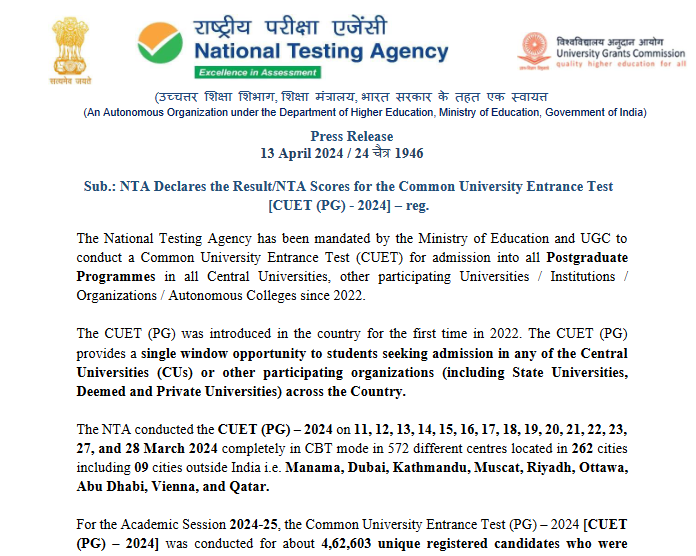 CUET PG Result 2024