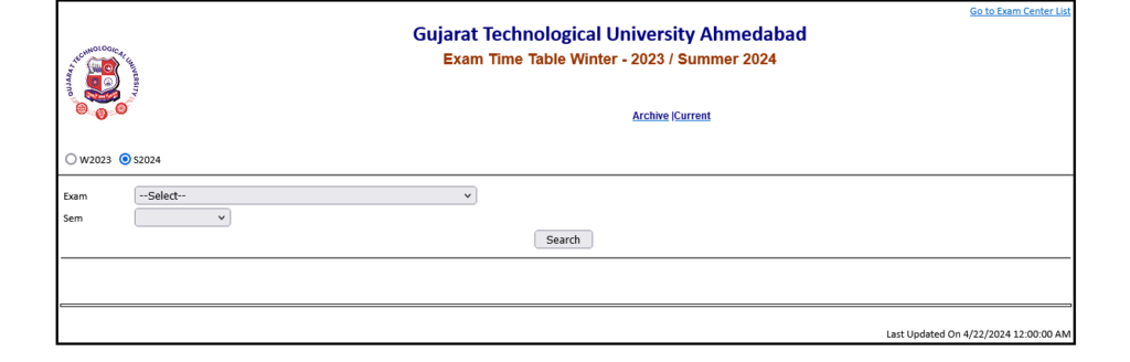 GTU Exam Time Table 2024