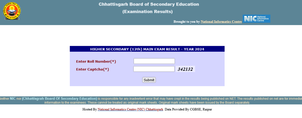 CG Board Exam Result 2024