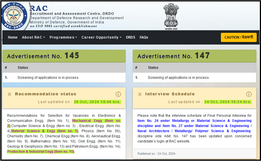 DRDO Recruitment 2024